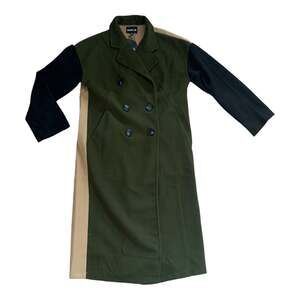 Dolls kill rehab lab womens medium large grunge colorblock trench coat nwt